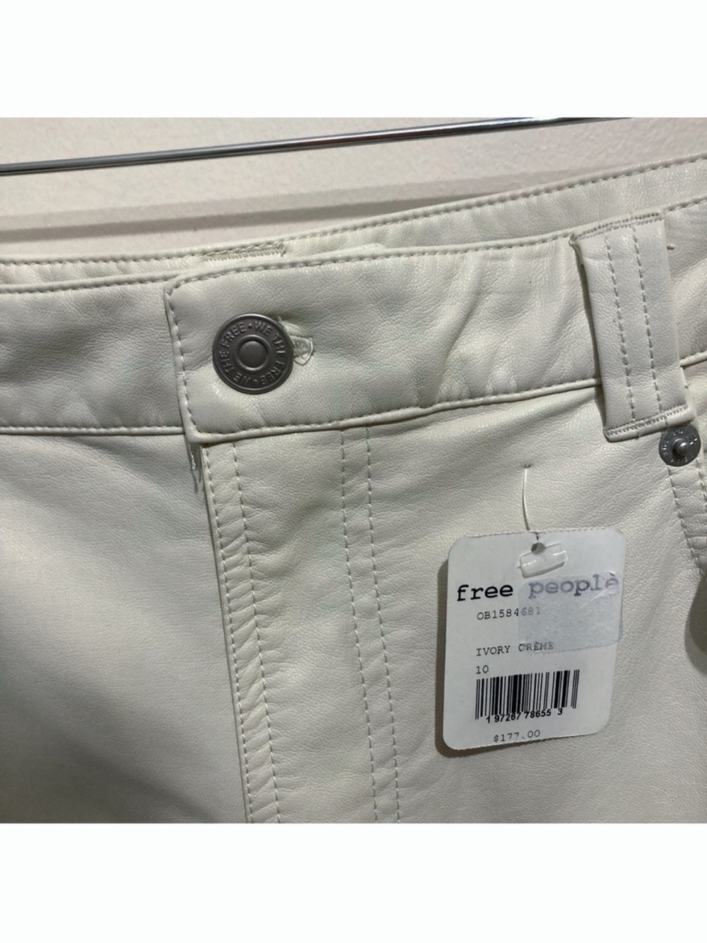 Free People City Slicker Vegan Faux Leather Maxi Skirt Cream Off-White New 10 - Picture 7 of 12